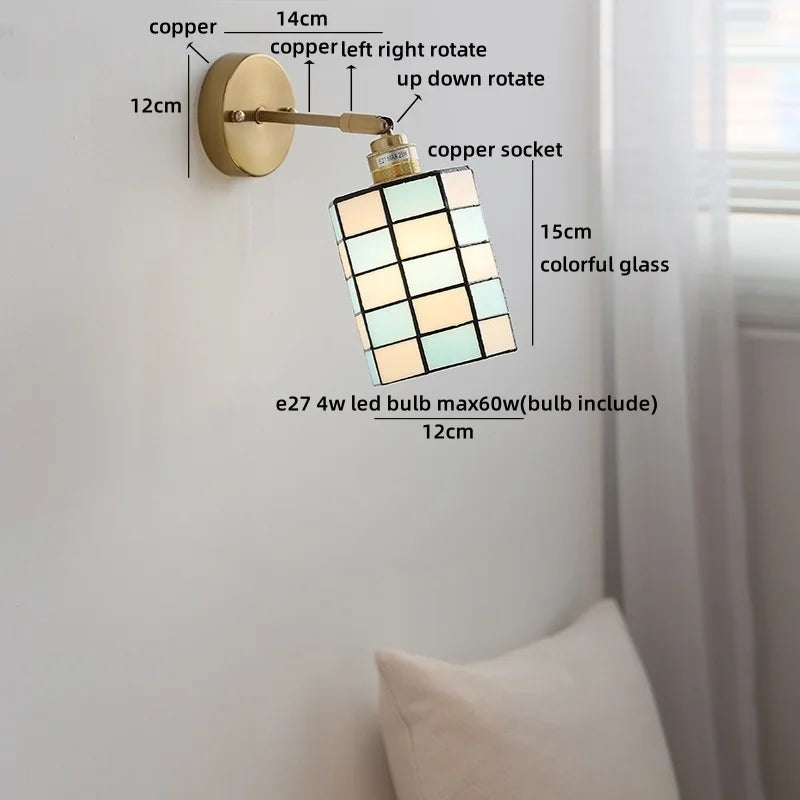 Isabelle Vintage Blue Glass Copper LED Wall Sconce