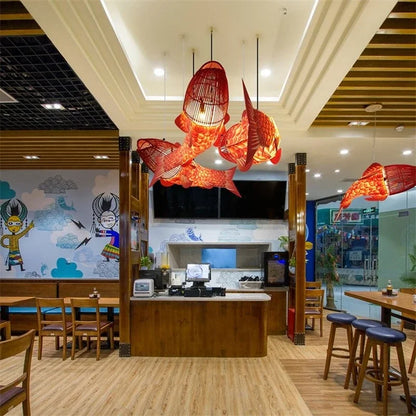 Koi Artisan Bamboo Fish Pendant Light
