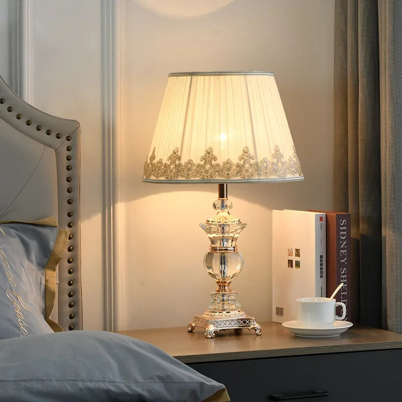Retro Palace Crystal LED Table Lamp for Bedroom and Living Room