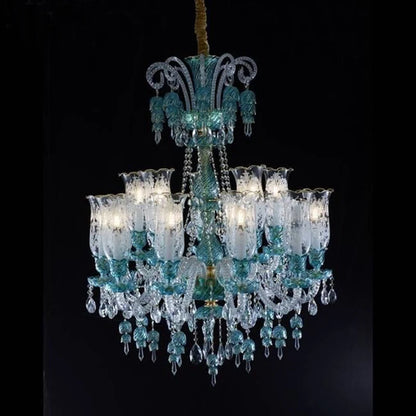 Long Clear Glass Chandelier for Living Room and Study Room