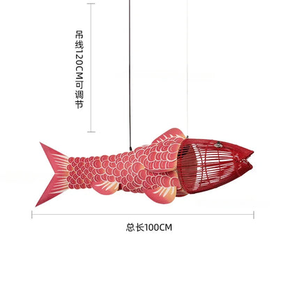 Koi Artisan Bamboo Fish Pendant Light