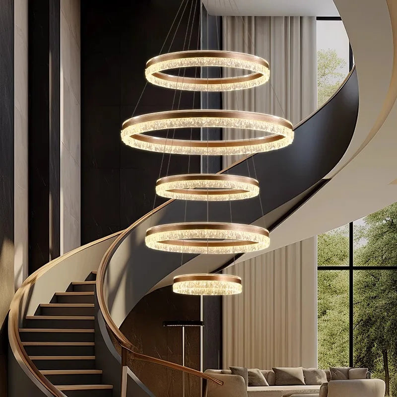 Modern Crystal Stair Pendant Light for Living Room and Hall