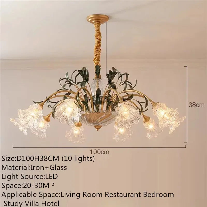 Évelyne Floral Glass Chandelier for Luxury Dining & Lobby Spaces