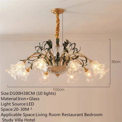 Évelyne Floral Glass Chandelier for Luxury Dining & Lobby Spaces
