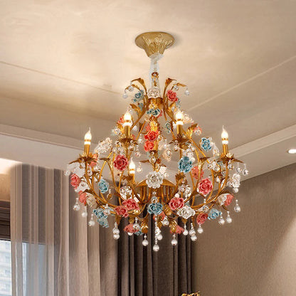 Sophie Multicolor Floral Crystal LED Chandelier Dining Room Light