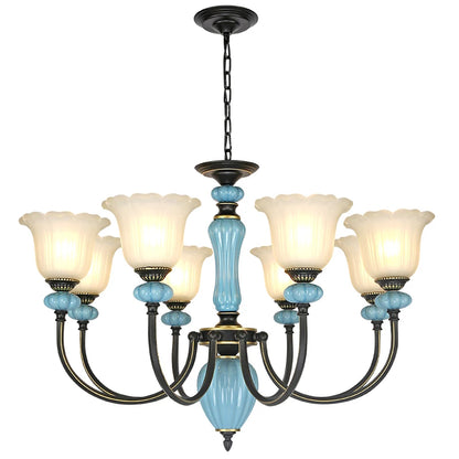Manon Blue Ceramic Rustic European Chandelier Light