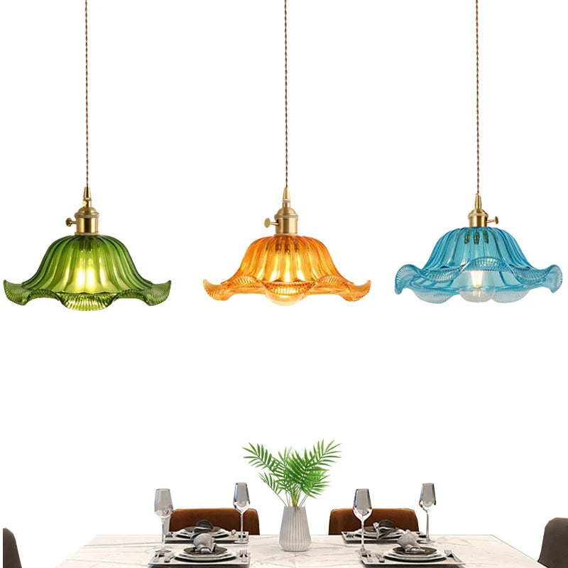 Valérie Vintage Stained Glass Art Deco Pendant Light