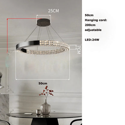 Sophie Scandinavian Crystal Chandelier Black Steel Ceiling Light