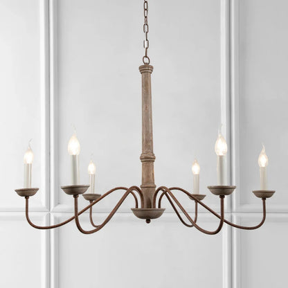 Amélie Rustic Solid Wood Chandelier for Dining & Living Rooms