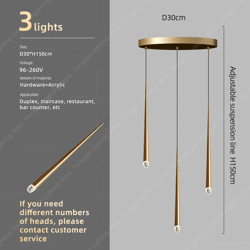 Clémence Modern High Ceiling Staircase Chandelier