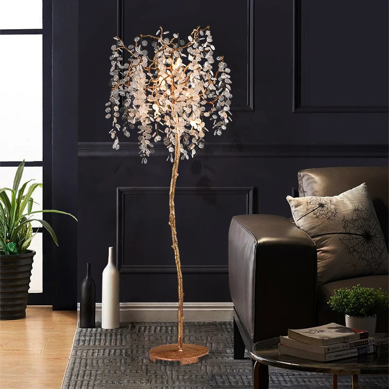 Aurélien Crystal Tree Branch Gold LED Floor Lamp