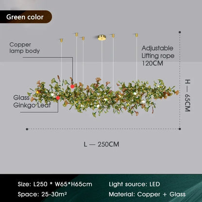 Luxury Ginkgo Leaf Glass Branch Chandelier