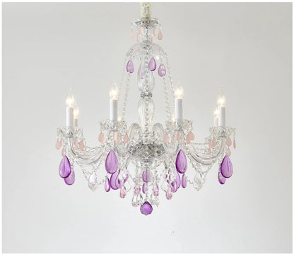 Modern Clear Purple Crystal Chandelier Lustre Crystal Chandelier Decora Candle 6arms Lustres De Cristal Chandelier AC Guaranteed