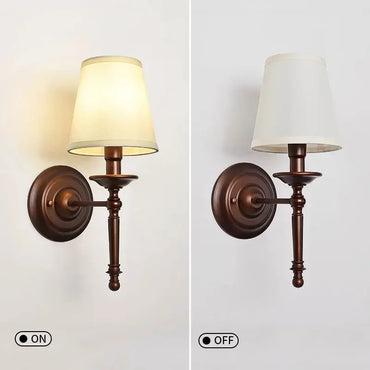 Amélie Retro Coffee Fabric Wall Lamp E14 European Bedside Light