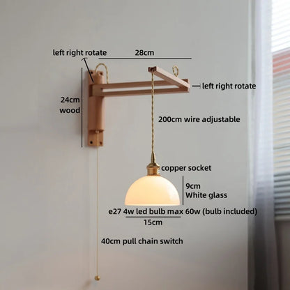 Élise Ceramic Wood Wall Lamp for Bedside & Bathroom