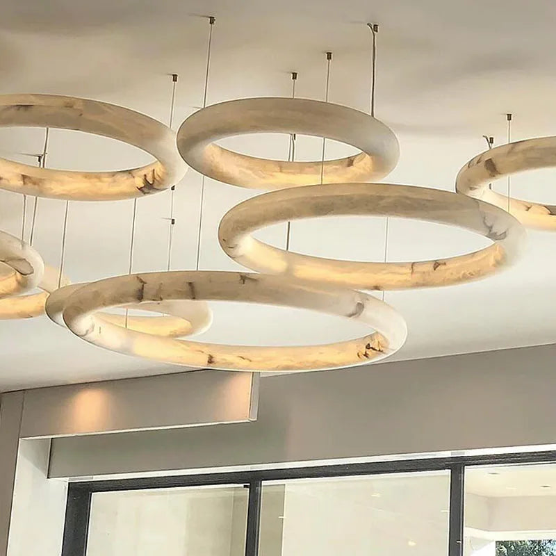 Juliette Marble Stone Ring Pendant Light