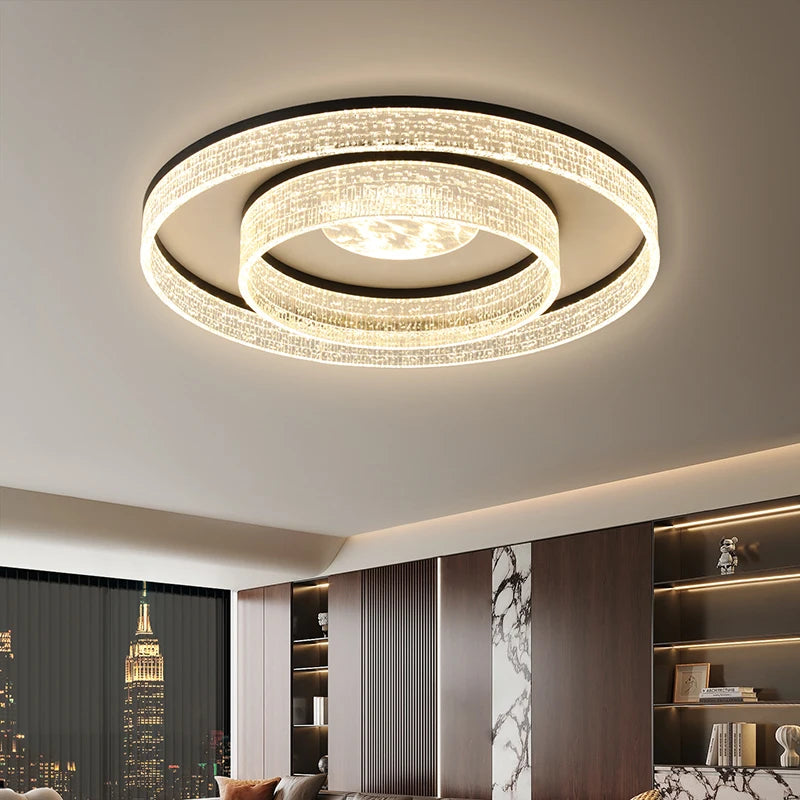 Nordic LED Ring Ceiling Light – Modern Dimmable Flush Mount for Living Room & Bedroom