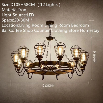 Camille Vintage Crystal Industrial Chandelier Ceiling Light