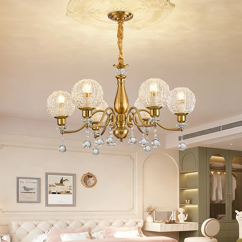 Élise French Crystal Minimalist Glass Flush Chandelier