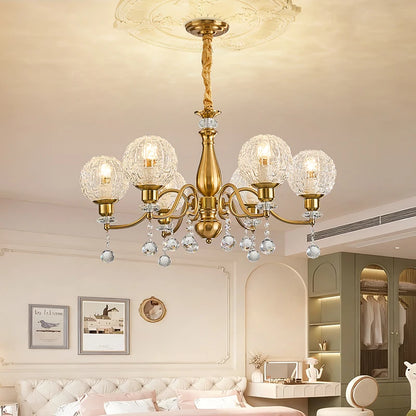 Élise French Crystal Minimalist Glass Flush Chandelier