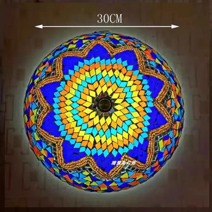 Madeleine Tiffany Stained Glass Ceiling Lamp Blue LED
