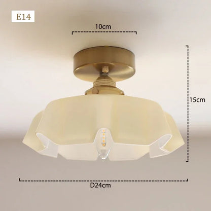 Élodie French Glass Pendant Light Nordic Brass Ceiling