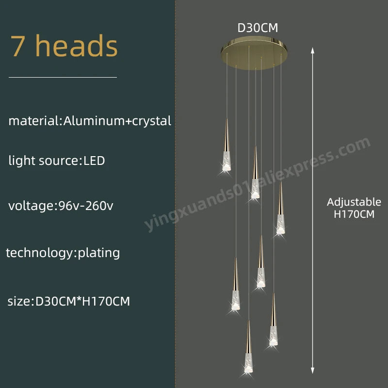 Vivienne Crystal Staircase Pendant Chandelier for Luxury Interiors