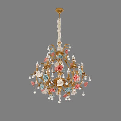 Sophie Multicolor Floral Crystal LED Chandelier Dining Room Light
