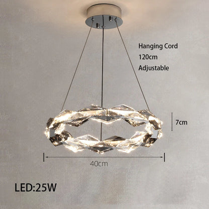 Élodie 2025 Modern Ring Crystal LED Dimmable Ceiling Chandelier Silver Decor Light