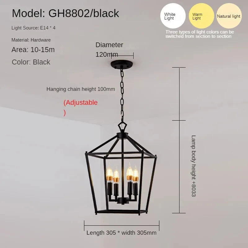 Vintage Gold Iron Cage Pendant Light for Dining Room and Living Spaces