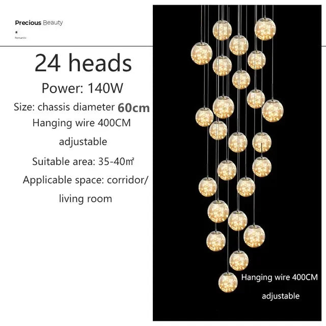 Adèle Starry Sky LED Staircase Pendant Chandelier