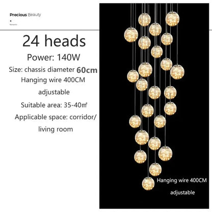 Adèle Starry Sky LED Staircase Pendant Chandelier