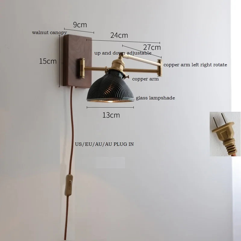 Lucienne Rotating Arm Wall Lamp Pull Chain