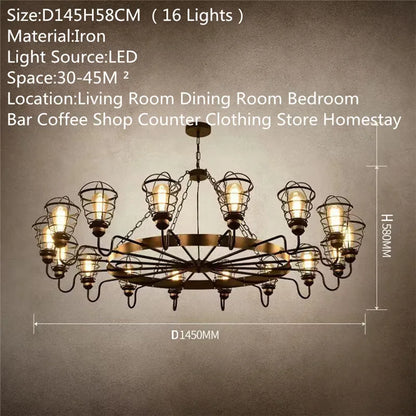 Camille Vintage Crystal Industrial Chandelier Ceiling Light
