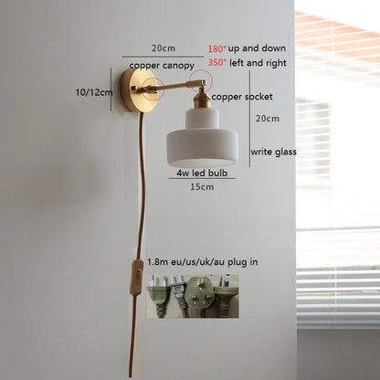 Émilie Rotating Glass Wall Lamp Pull Chain