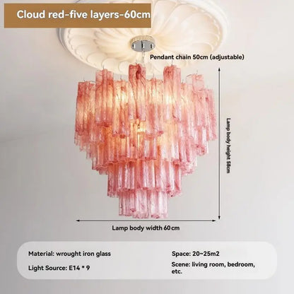 Camille Murano Glass Round Crystal Pendant Light Vintage Ceiling Lamp