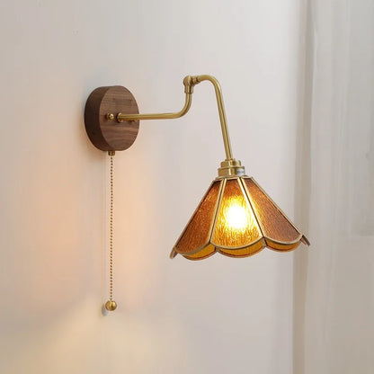 Camille Adjustable Fabric Wall Lamp with Copper Arm