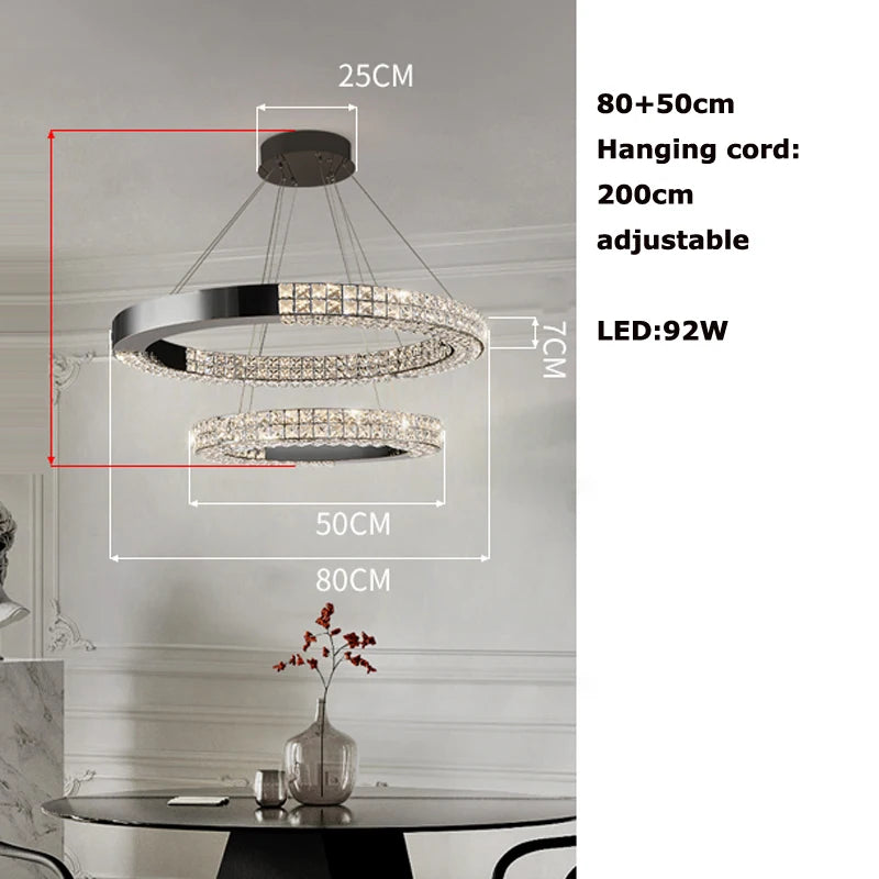 Sophie Scandinavian Crystal Chandelier Black Steel Ceiling Light