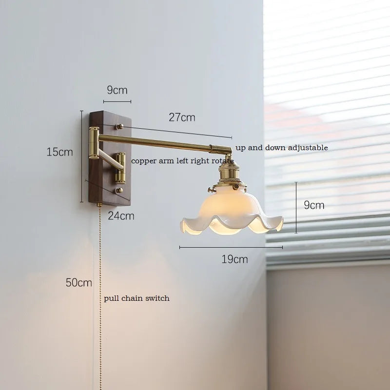Lucienne Rotating Arm Wall Lamp Pull Chain