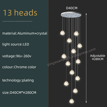 Seraphine Crystal Spiral Staircase Chandelier for Luxury Loft Interiors