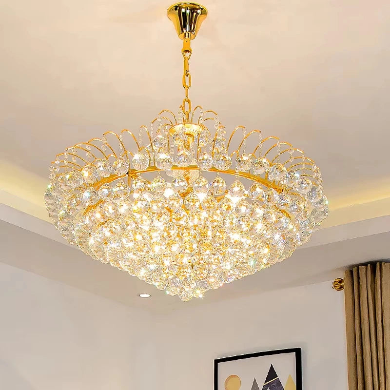 Célestine Golden Crystal Chandelier for Modern Living Interiors