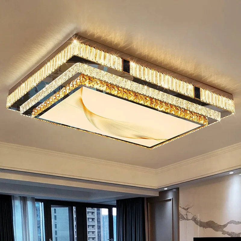 Celestia Gold Crystal Flush Mount LED Ceiling Light