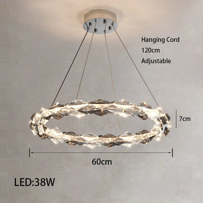 Élodie 2025 Modern Ring Crystal LED Dimmable Ceiling Chandelier Silver Decor Light