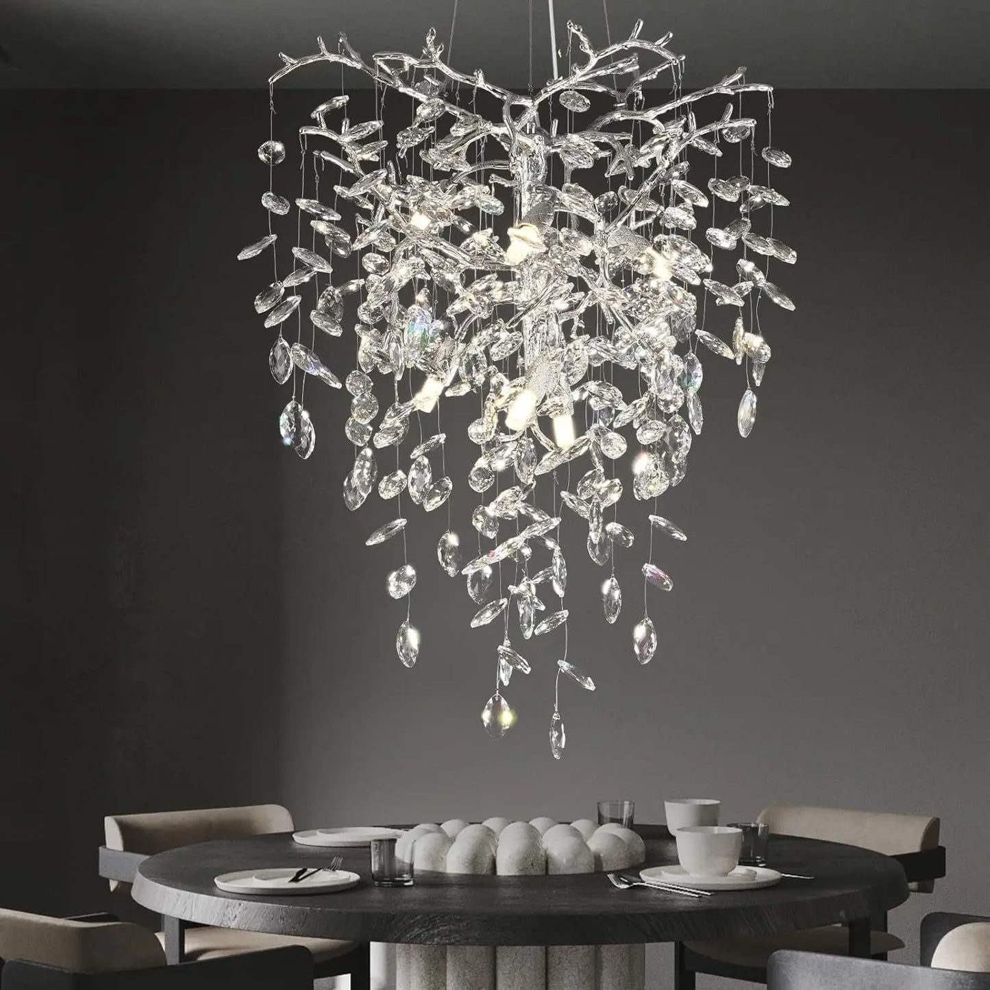 Crystal Tree Branch Pendant Chandelier for Loft and Staircase