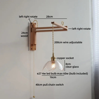 Élise Glass Flower Wall Lamp Flexible Arm Nordic