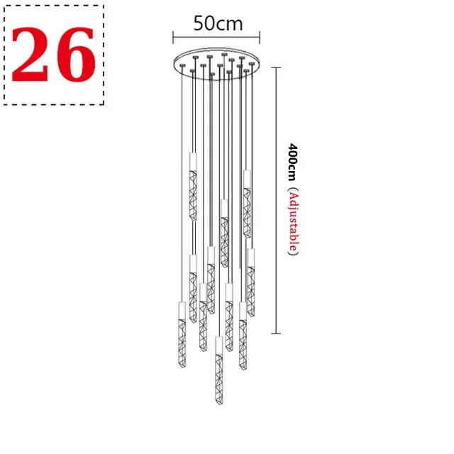 Sophie Spiral Crystal LED Staircase Chandelier