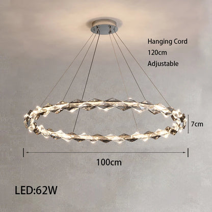 Élodie 2025 Modern Ring Crystal LED Dimmable Ceiling Chandelier Silver Decor Light