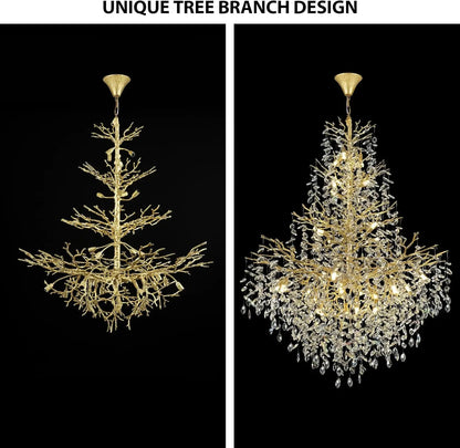 Crystal Tree Branch Pendant Chandelier for Loft and Staircase