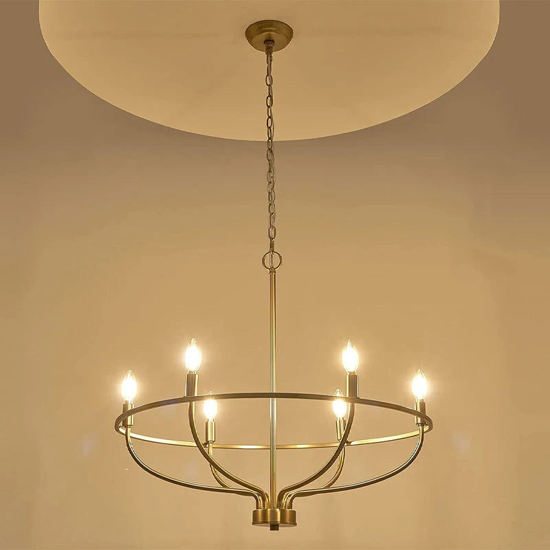 Vintage Round Iron Candle Chandelier for Living and Dining Room