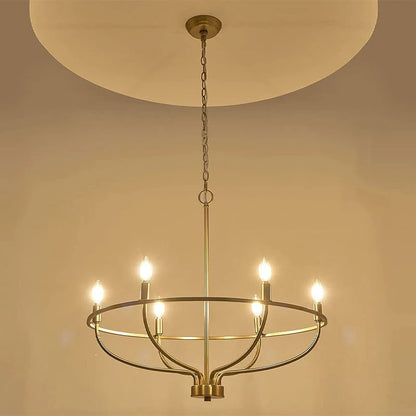 Vintage Round Iron Candle Chandelier for Living and Dining Room